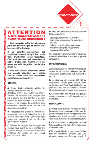 RAR Precautions utilisateur